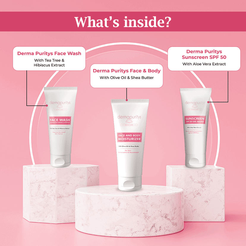 Derma Puritys 3-in-1 Skincare Combo - Gentle Face Wash (100 ml), SPF 50 Sunscreen (100 ml), and Hydrating Face & Body Moisturizer (100 ml), For all skin types view 7