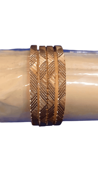 Gold Plated Textured Bangle Set of 4