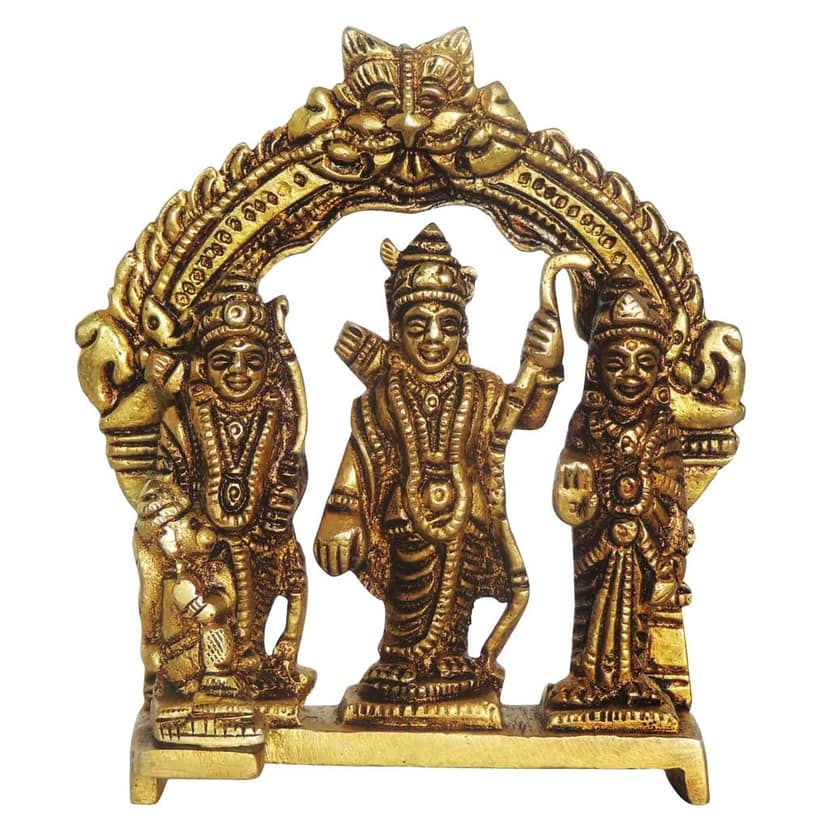 Brass Ram Darbar Idol for Worship | Hindu Religious Murti, Height : 4.2 Inch (BSMAS1394 C) view 2