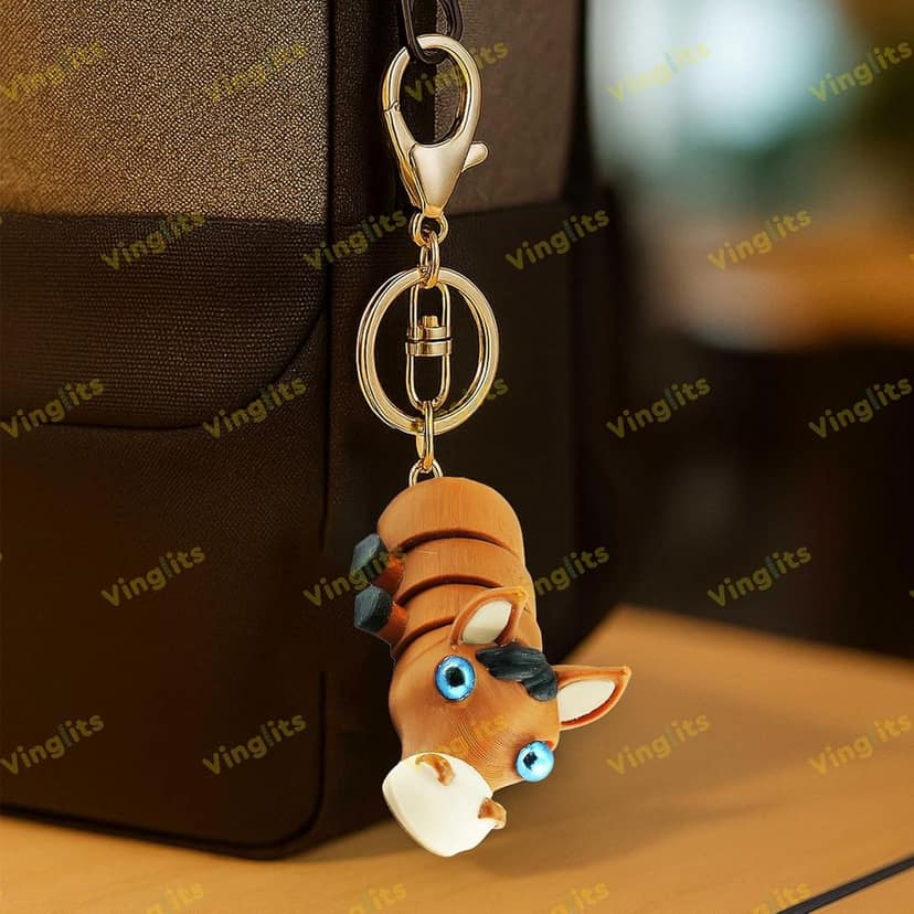 Vinglits Farm Buddies 3D Printed Keychains – Articulated Animal Toys, Pocket-Friendly Keyrings, Stress Relief Desk Toy for Kids & Adults (Sultan – The Horse, Medium) view 2
