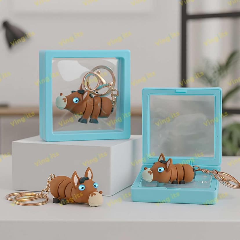 Vinglits Farm Buddies 3D Printed Keychains – Articulated Animal Toys, Pocket-Friendly Keyrings, Stress Relief Desk Toy for Kids & Adults (Sultan – The Horse, Medium) view 3