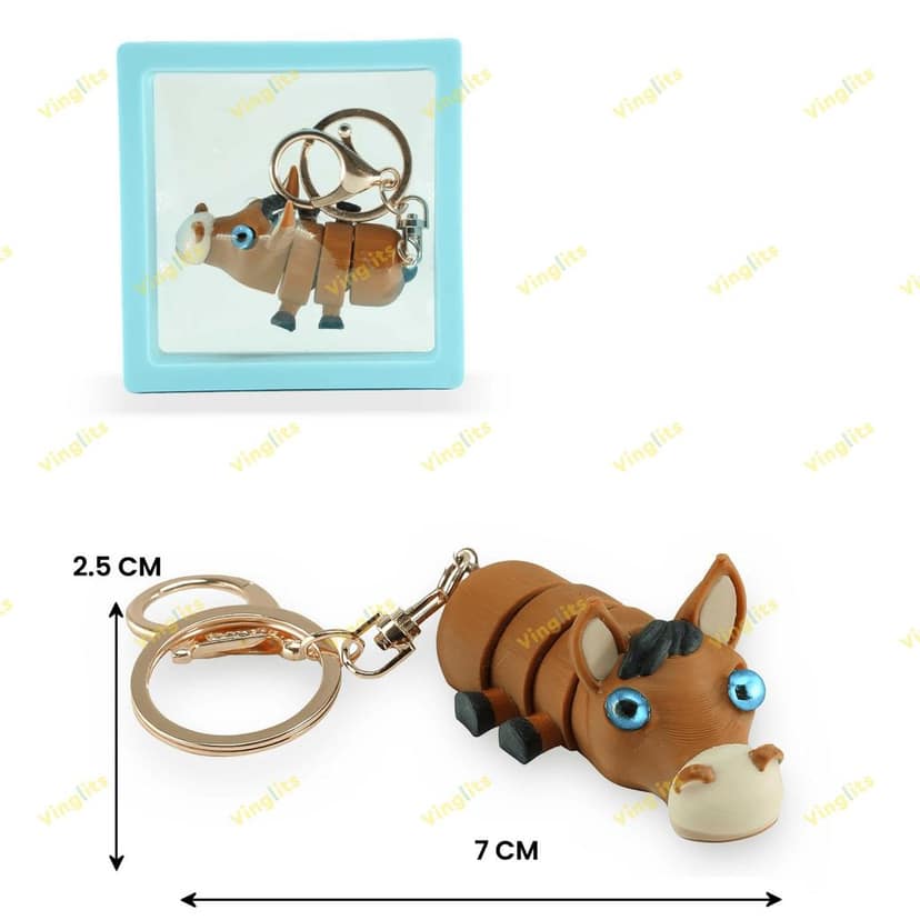 Vinglits Farm Buddies 3D Printed Keychains – Articulated Animal Toys, Pocket-Friendly Keyrings, Stress Relief Desk Toy for Kids & Adults (Sultan – The Horse, Medium) view 4