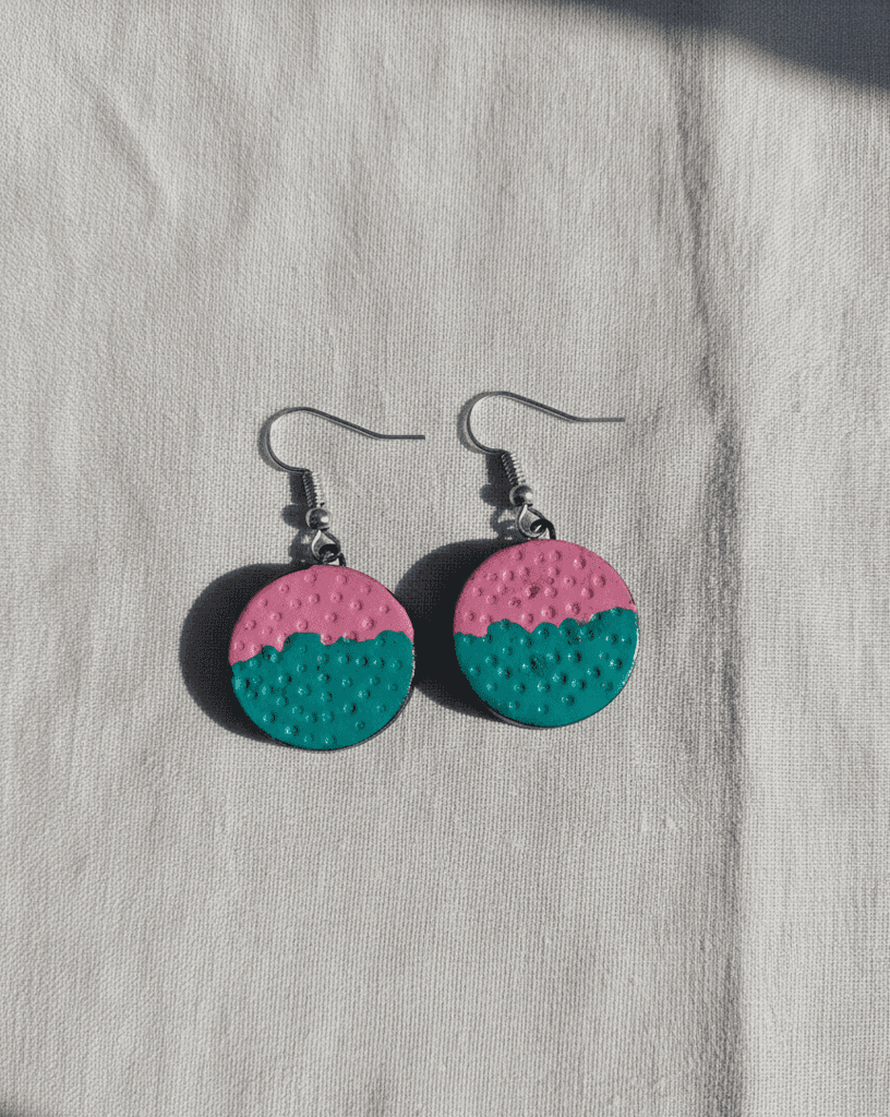 PINK AND BLUE TERRACOTA EARRING view 3