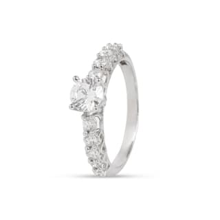 925 Sterling Silver Round Solitaire Ring with Pavé Side Stones for Women | Elegant CZ Diamond Look Ring I Weight - 2.1 g