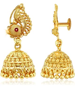 VIVASTRI Golden Jhumki Earrings ( Pack of 1 )