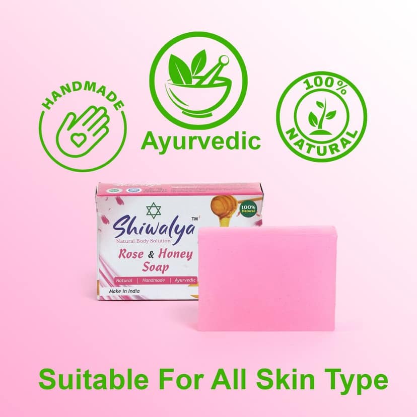 SHIWALYA Natural Rose Honey Handmade Soap | Handmade Bathing Soap | Herbal Soap Soft & Radiant Skin | Suitable for All Skin Types Pack of 4 view 6