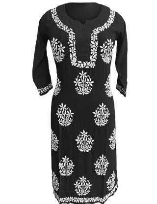 Black Gala Booti Purple ChikanKari Kurta