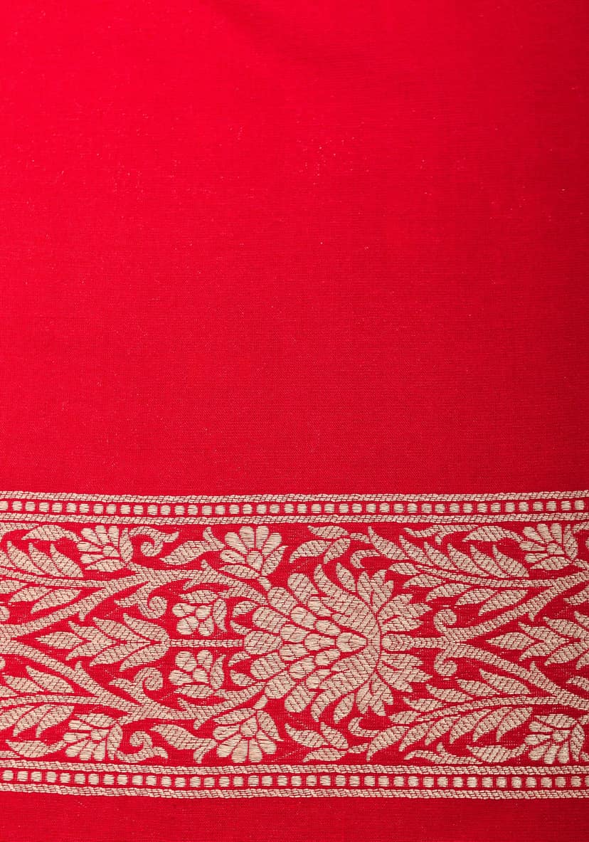 Red Exquisite and Intricate Banarasi Katan Silk Saree with Meenakari Brocade | SILK MARK CERTIFIED view 9