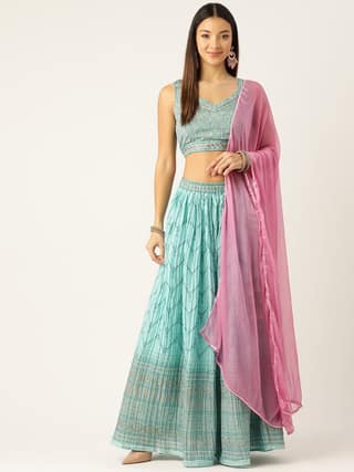 Mirror Work Ready to Wear Lehenga & Blouse With Dupatta