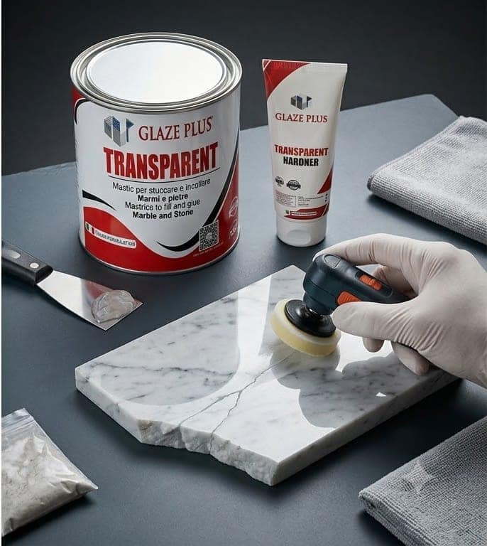 Glaze Plus | Transparent Polyester Gel | For gluing and fills up porous surface stones view 2