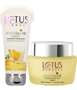 Lotus Herbals WhiteGlow Vitamin C Radiance Cream 50g , RADIANCE EXFOLIATOR 100g (Pack of 2)