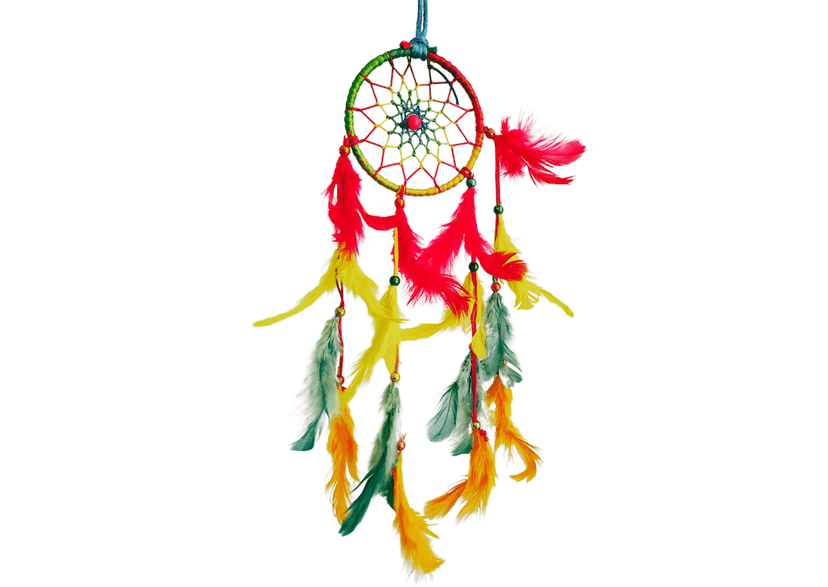 Colorful feathers - Dream Catcher Traditional Indian Dreamcatchers Wall Art For Bedrooms, Home Wall, Hanging Design. Size 4" (5 - Piece Set) view 2