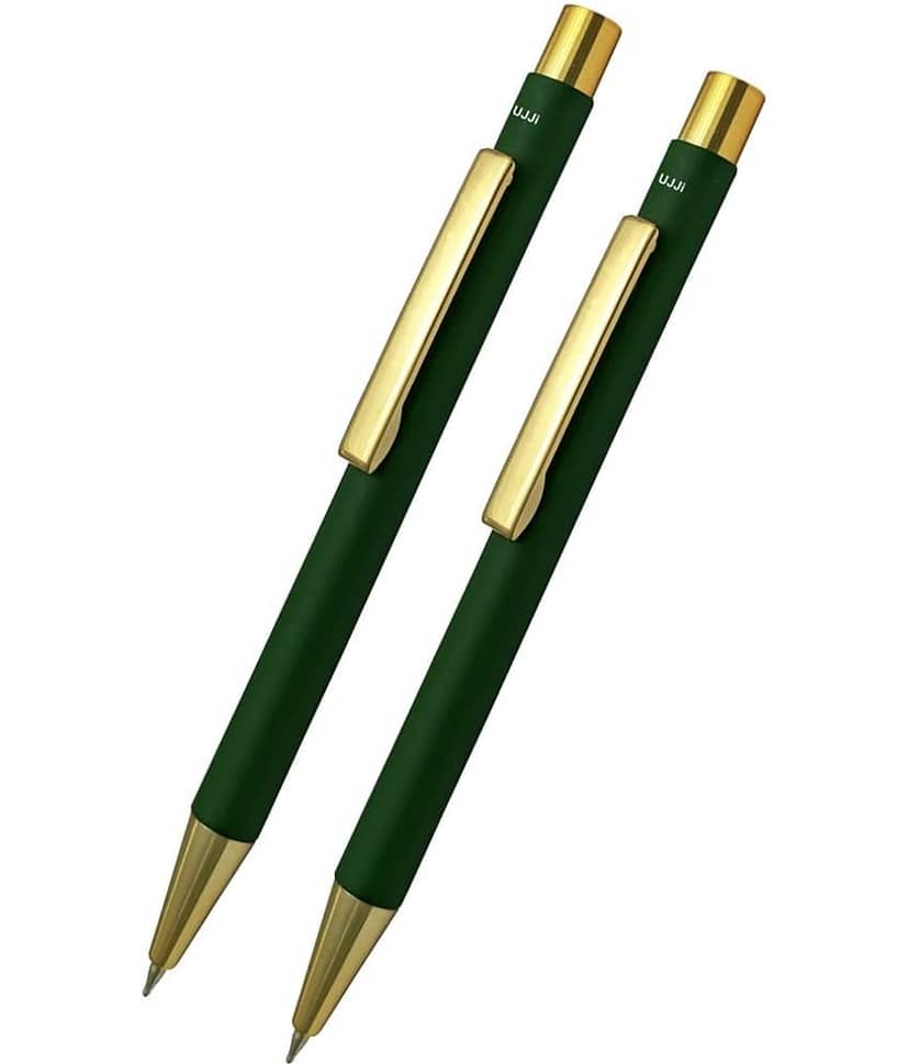 UJJi Green Color Fitted with Medium Point Blue Ink Refill Click ON OFF Pack of 2pcs (Blue Ink) Ball Pen view 2