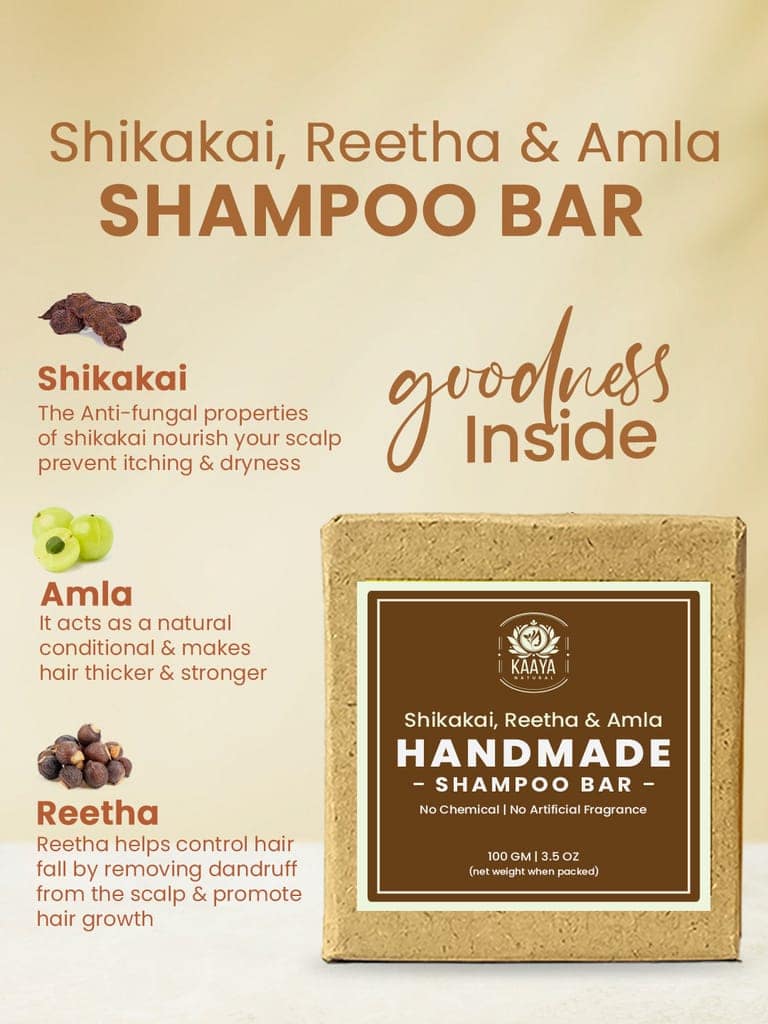 Kaaya Natural Shikakai, Reetha & Amla Handmade Shampoo Bar (Pack of 2) view 3