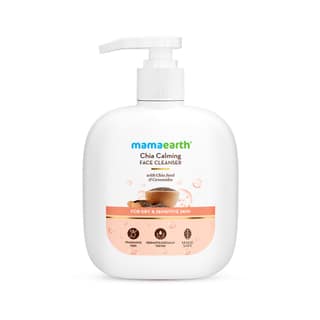Mamaearth Chia Calming Face Cleanser With Chia Seed & Ceramides For Dry & Sensitive Skin - 180 Ml,Gives Hydrated Glow,Co-Created With Top Dermats,Non-Foaming,Cleanses Gently,Healthy Skin Barrier Mamaearth Chia Calming Face Cleanser With Chia Seed & Ceram