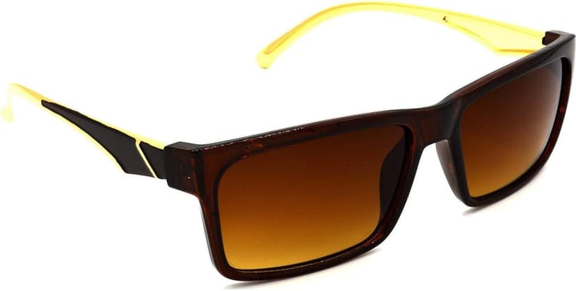 HRINKAR Unisex Rectangular Sunglasses Golden & Black Frame, Brown & Black Lens (Medium) - Pack of 2 view 6