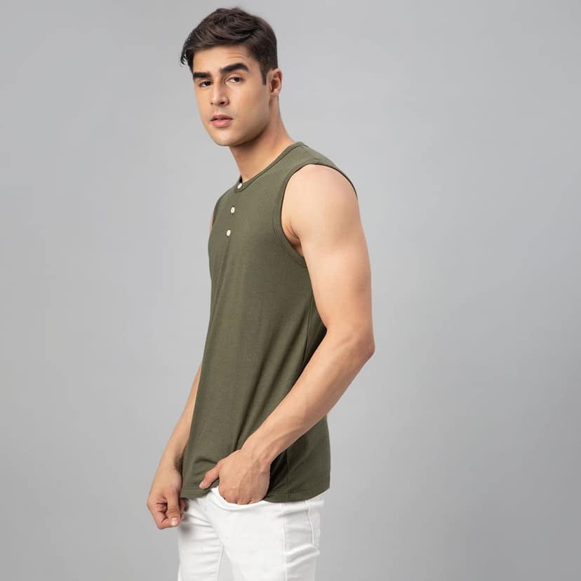 FTX Men Round Neck Cotton Rich Sleeveless Tshirt view 4