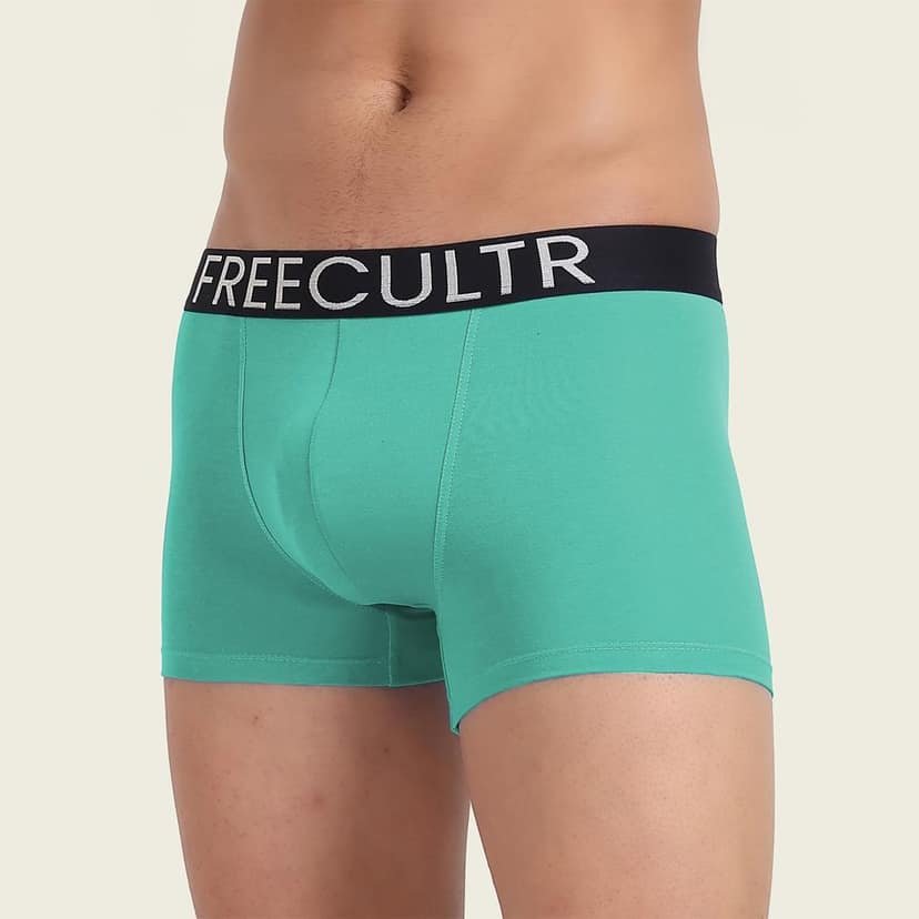 Freecultr Men's Underwear Organic Cotton (Ultrasoft Waistband) Premium Snug-Fit Trunk Pack of 1-Holly Green view 2