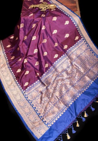 Purple Dual tone Banarasi Katan Silk Saree with Zari detailing | SILK MARK CERTIFIED