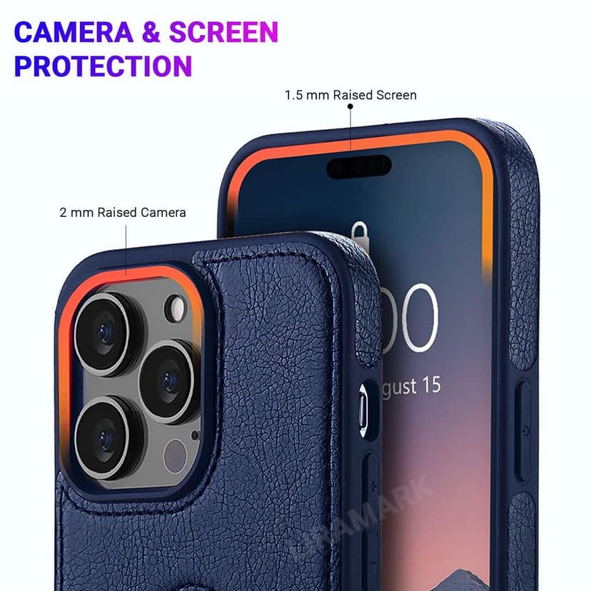 LIRAMARK PU Leather Flexible Back Cover Case Designed for iPhone 14 Pro (6.1 inch) view 4
