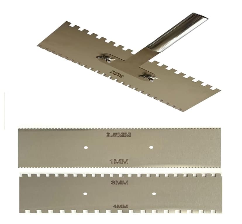 MD Style Square Notch Metal Trowel Fix Thickness for Flexible Resin Spreader Set, Reusable Trowel Scrapers for Epoxy, Fillers, Putty,Spackling Paste