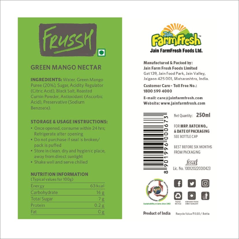FRUSSH Green Mango 250 ml (Pack of 8) view 3