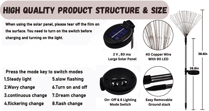 SAHAPECT Solar LED Light, 90 LED 40 Copper Wire, Multi Color, Firework Light Lamp – Pack of 2 view 3