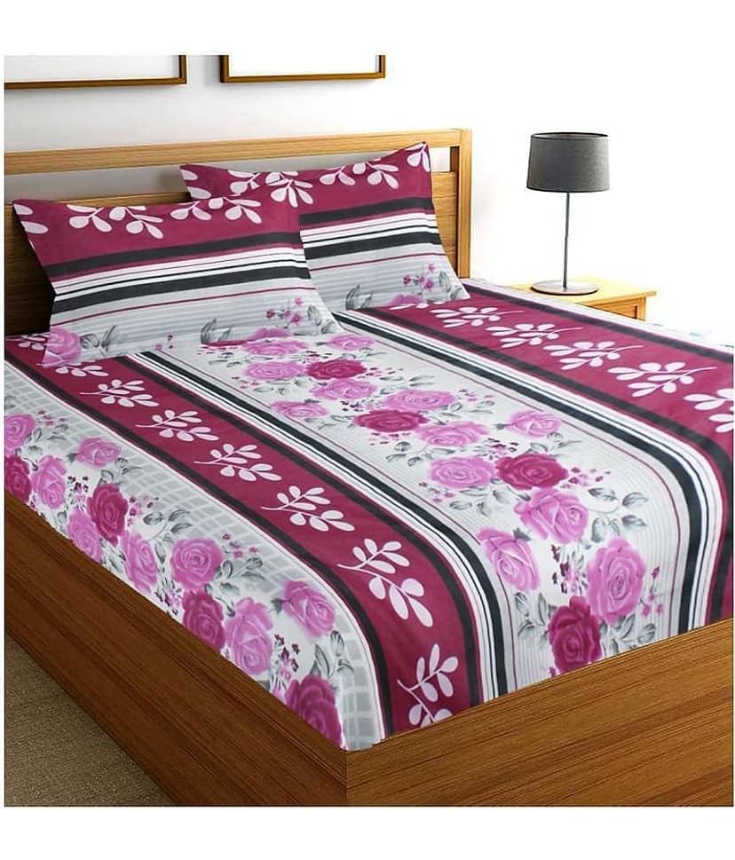 Home Candy Cotton Double Bedsheet ( Pink )