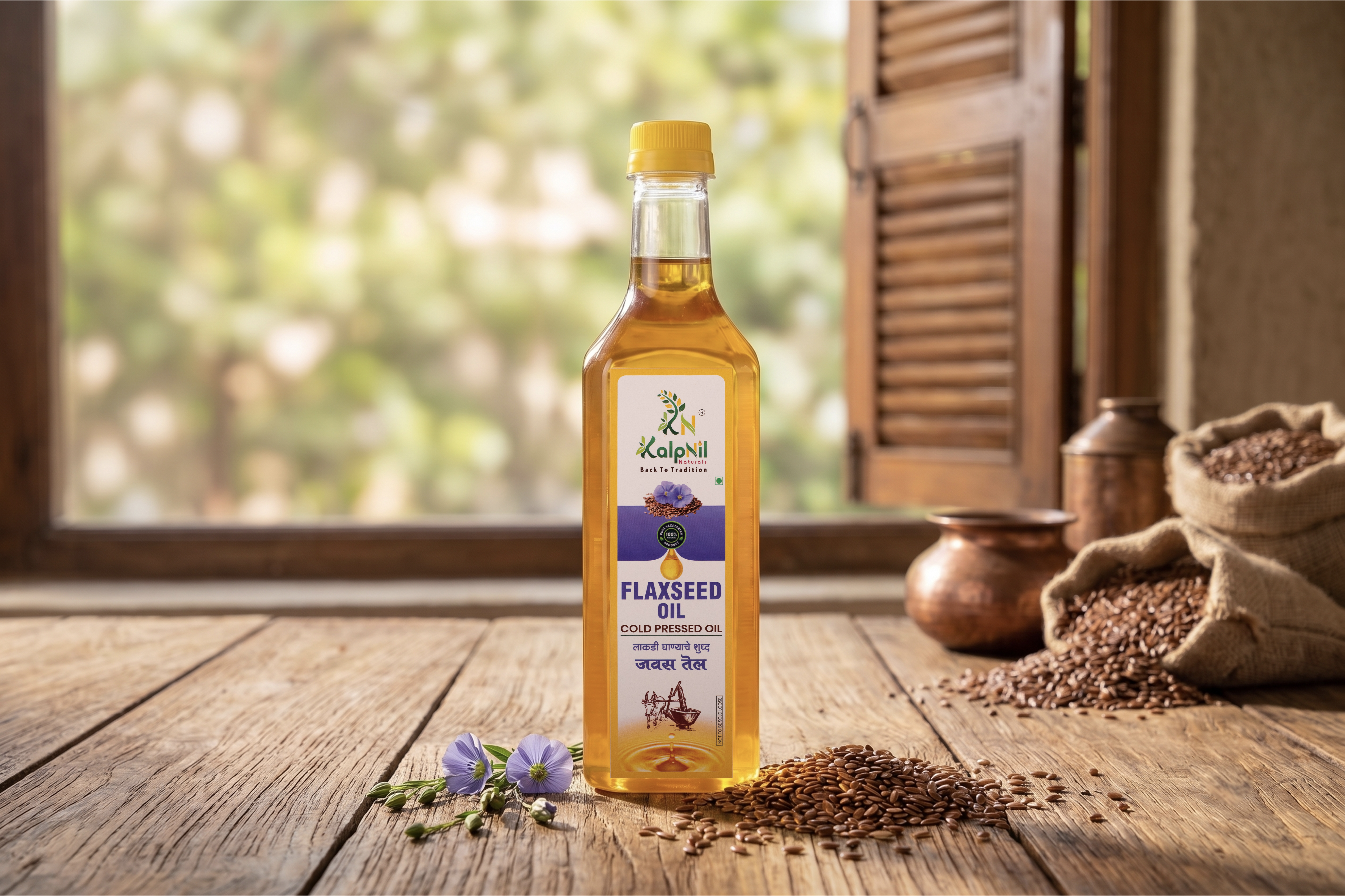 Cold-Pressed Flaxseed Oil Made from Quality Flaxseeds for Everyday Cooking and Food Preparation 1 L