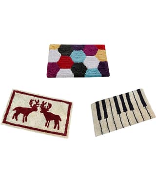 Aazeem Antiskid Cotton Door Mat ( 60 X 40 cm ) Set of 3 Black