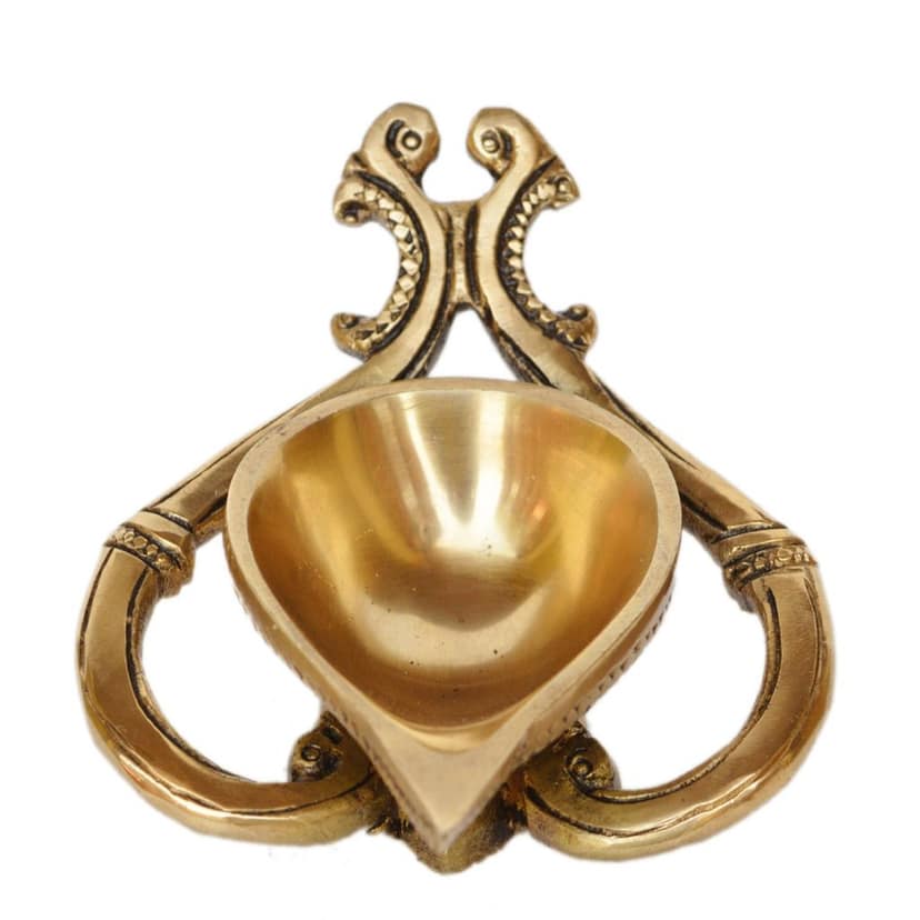 Brass Table Decor Oil Lamp Deepak - Handmade Brass Diya for Home Temple, Height : 2 Inch (BSMAS1161 A) view 2