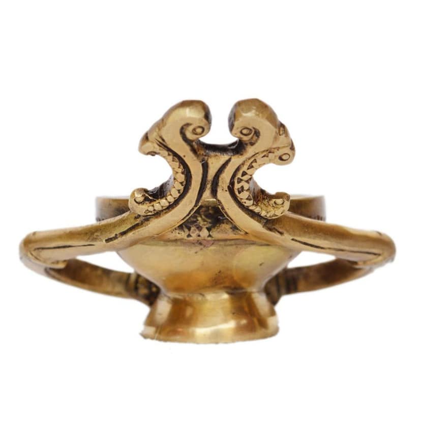 Brass Table Decor Oil Lamp Deepak - Handmade Brass Diya for Home Temple, Height : 2 Inch (BSMAS1161 A) view 4