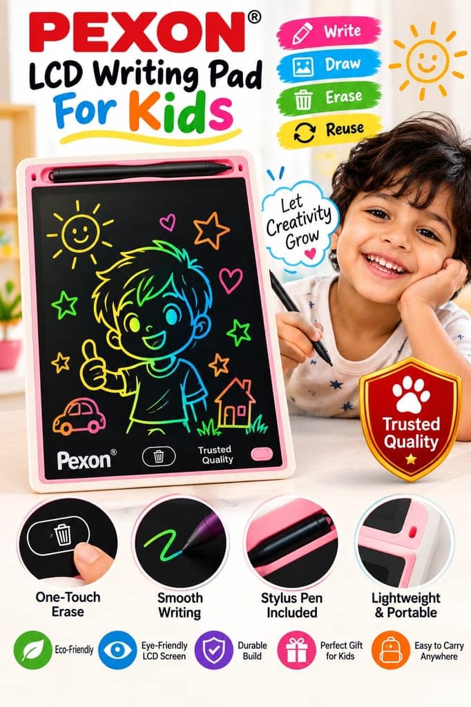 Pexon LCD Writing Pad for Kids, Colorful E-Writer Drawing Tablet with Stylus view 3