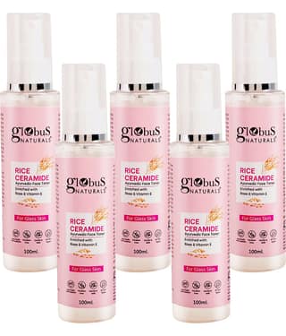 Globus Naturals Rice Ceramide Ayurvedic Face Toner, For Korean Glass Skin,100 ml (Pack of 5)