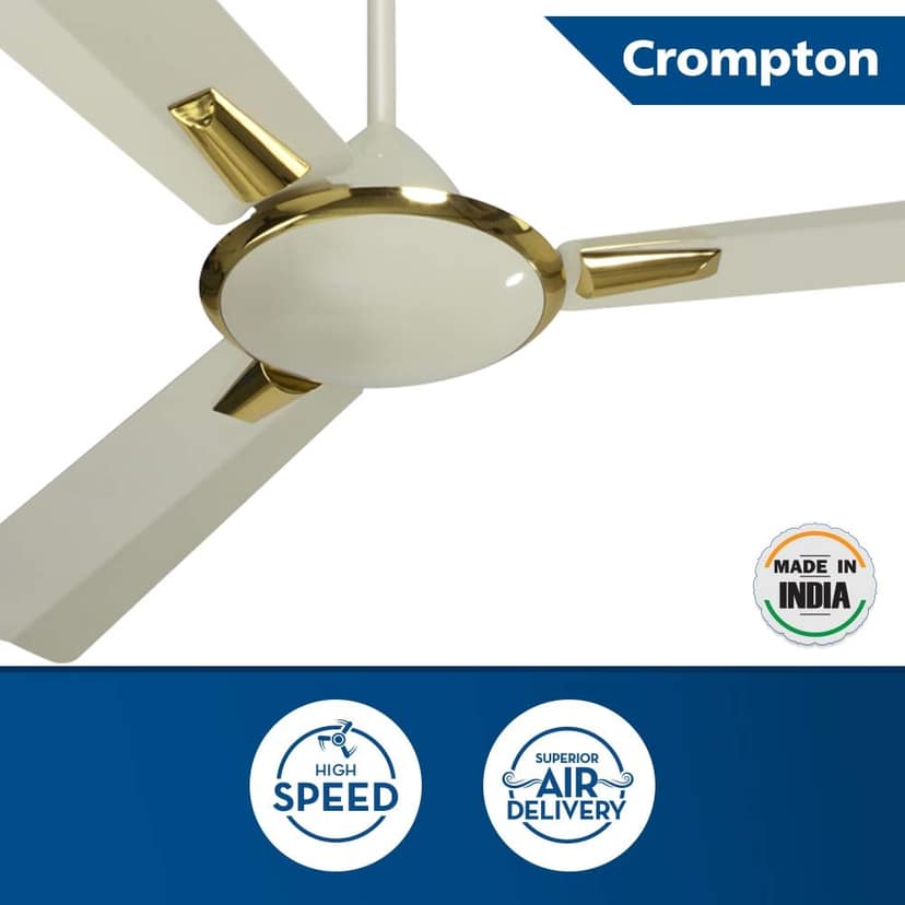 Crompton Aura 1200mm High-Speed Decorative Ceiling Fan, Ivory view 2