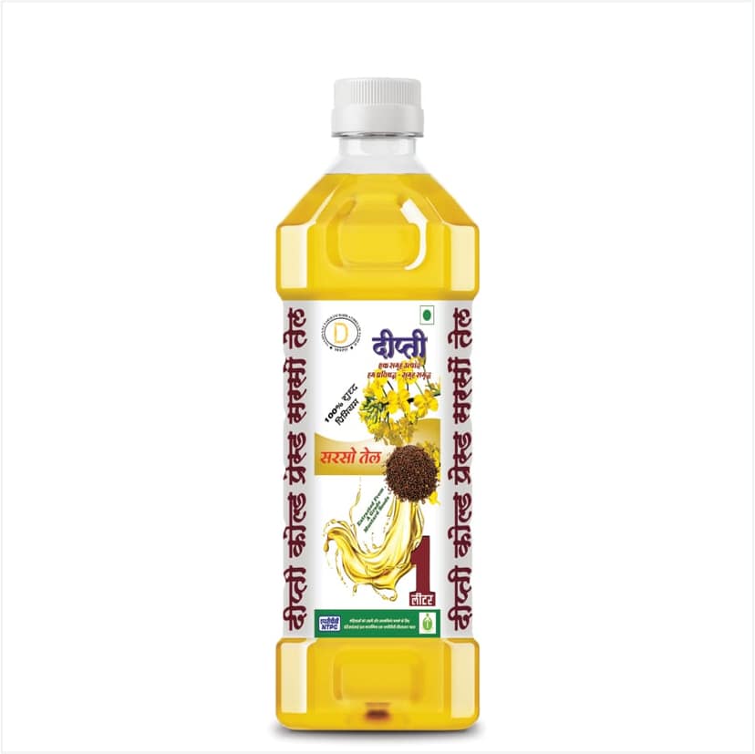 Deepti 100% Pure Premium Cold Pressed Mustard Oil - 1 Litre Bottle