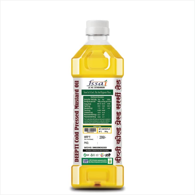 Deepti 100% Pure Premium Cold Pressed Mustard Oil - 1 Litre Bottle view 2