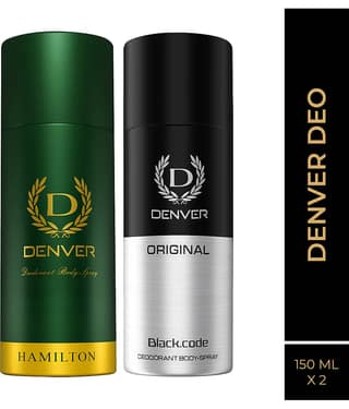 Denver Hamilton & Black Code Original Long Lasting Deodorant Spray For Men 150 ml Each (Pack of 2)