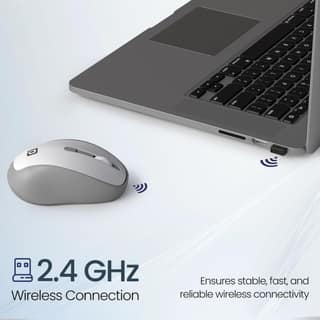 Portronics Toad 34 Wireless Mouse with 2.4 GHz Wireless, Adjustable Sensitivity, USB Receiver, Ergonomic Design, for Laptops, Desktops PC, Mac (Grey)