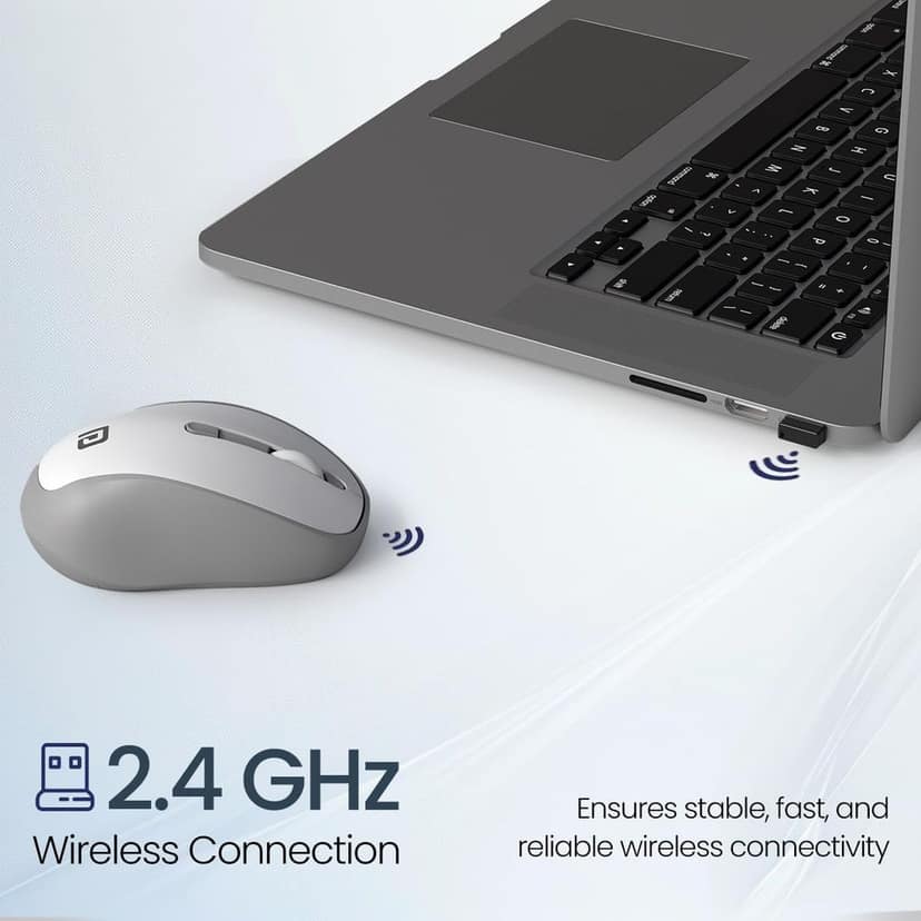 Portronics Toad 34 Wireless Mouse with 2.4 GHz Wireless, Adjustable Sensitivity, USB Receiver, Ergonomic Design, for Laptops, Desktops PC, Mac (Grey)