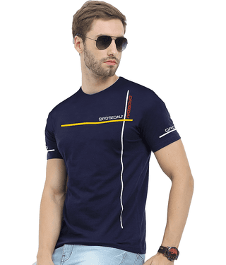 Reya Pack of 1 Cotton Blend Regular Fit Men's T-Shirt ( Blue )