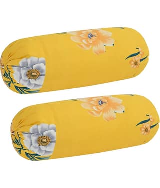 MAHALUXMI COLLECTION - Pack of 2 Cotton Floral Standard Size Pillow Cover ( 81.28 cm(32) x 40.64 cm(16) ) - Yellow