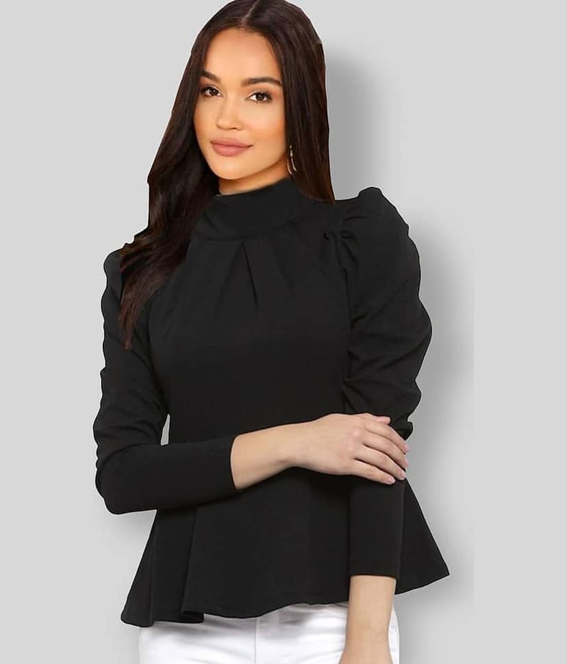 Dream Beauty Fashion Women's Cotton Blend Peplum Top ( Black )