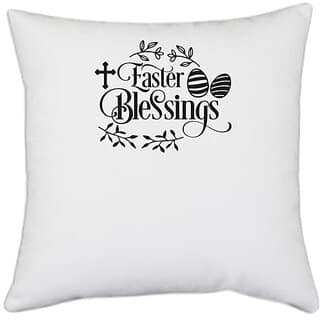 UDNAG White Polyester Easter, Easter Blessings Pillow Cover (16 Inch X 16 Inch)