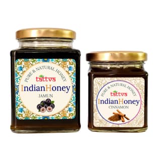 IndianHoney Diabetics-Friendly Jamun Honey & Metabolic & Warming Cinnamon Infused Honey Combo Pack (500gm & 230gm) Jamun & Cinnamon