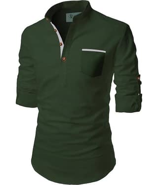 TrendiVastra Turquoise Cotton Blend Men's Shirt Style Kurta ( Pack of 1 )