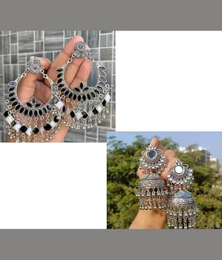 Samridhi DC Silver Drop Earrings ( Pack of 2 )