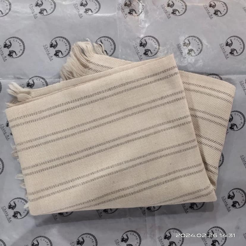 Pashmina Muffler Machine Spun and handwoven Cream Color view 3