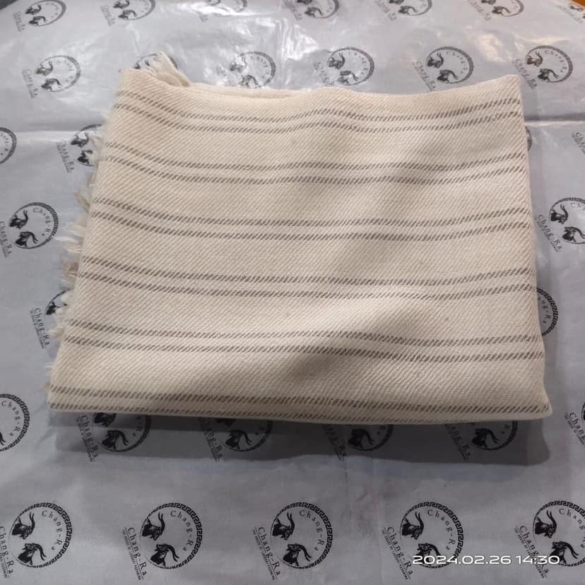 Pashmina Muffler Machine Spun and handwoven Cream Color view 4