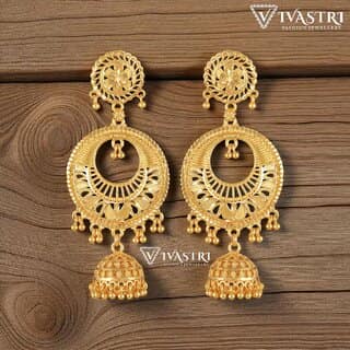 Vivastri Top Trending Alloy Gold Plated Jhumki Earrings for Women & Girls [VIVA2247ERG]